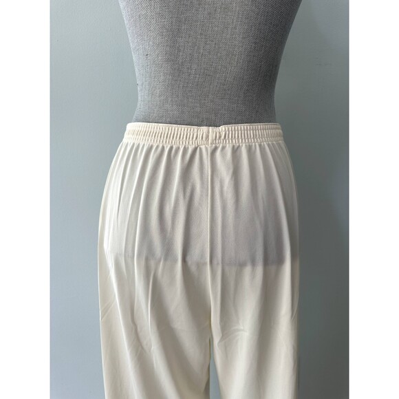80s Vintage Vanity Fair Pajama Set Size 38 Cream Short Sleeve Top Long Pants - Picture 13 of 13